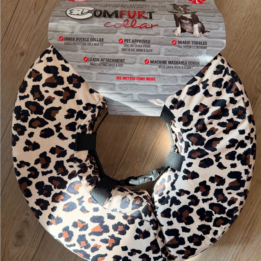 ComfyFit Leopard Print Pet Recovery Collar - Brown/Black